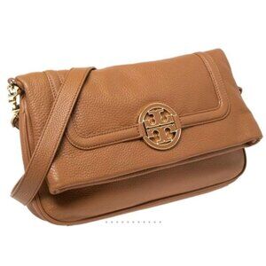 Tory Birch Amanda Crossbody Foldover Bag Tan Leather $425 [jb]